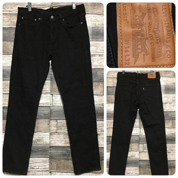 Levi’s Premium 511 Slim Jeans Men’s 34x32 Black Stretch Denim - Picture 1 of 11